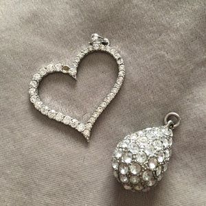 Rhinestone Pendant Heart and Drop Set